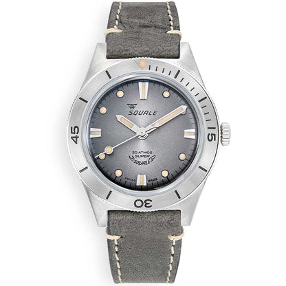 Super Squale Sunray Grey Leather SUPERSSG.PG Lederband Taucheruhr