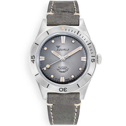 Super Squale Sunray Gray Leather SUPERSSG.PG leather strap diving watch