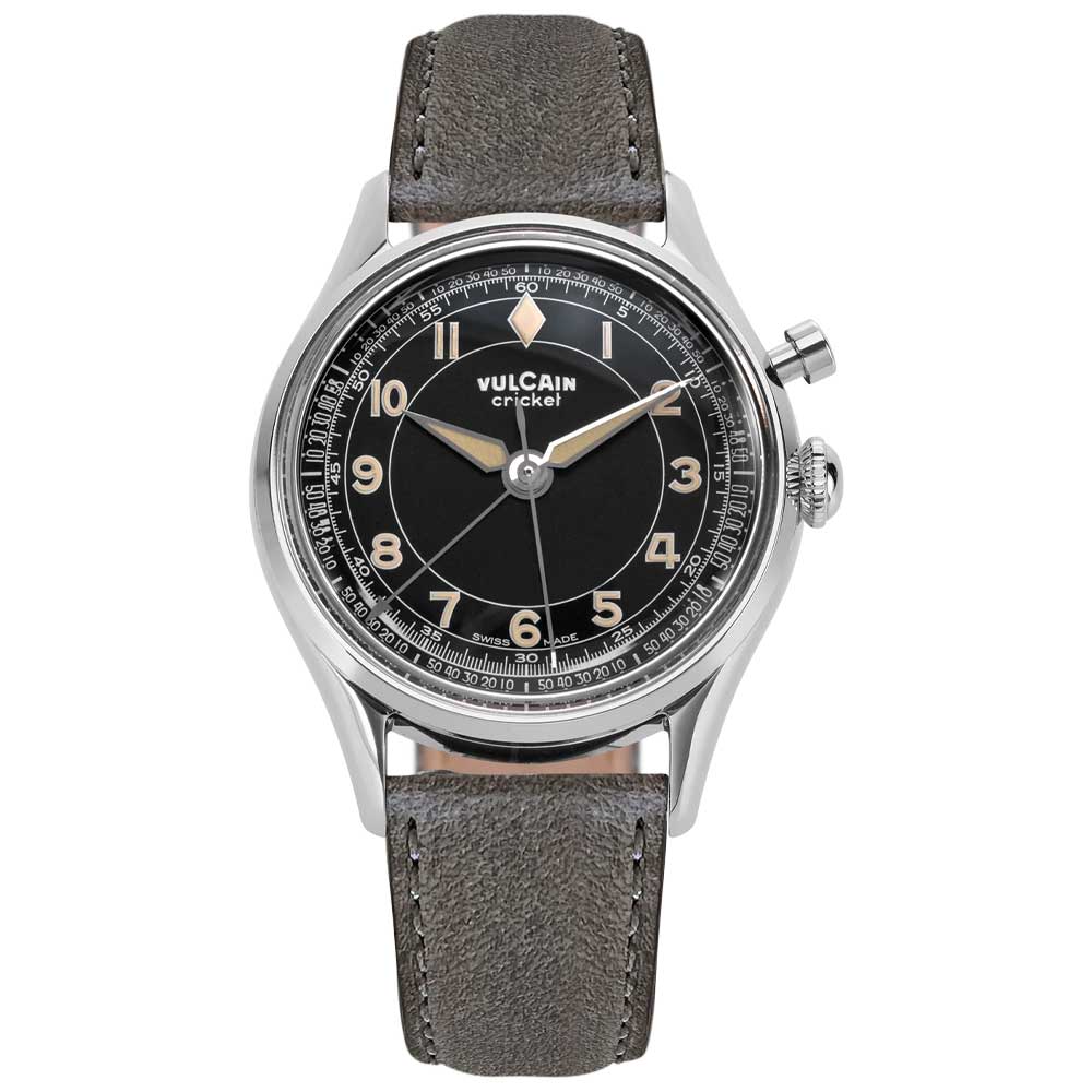 VULCAIN Cricket Classique 36 mm - Black & Khaki numbers