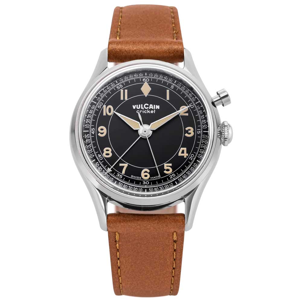 VULCAIN Cricket Classique 36 mm - Black & Khaki numbers