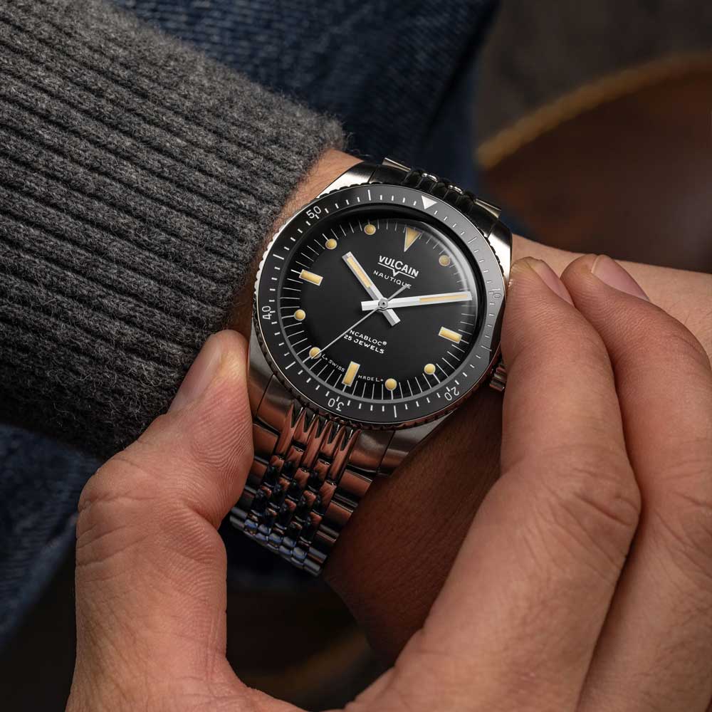 VULCAIN Skindiver Nautique - Black with Khaki Brown Lum