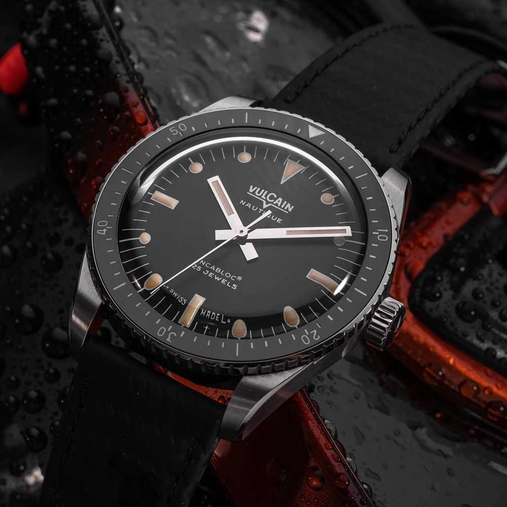 VULCAIN Skindiver Nautique - Black with Khaki Brown Lum