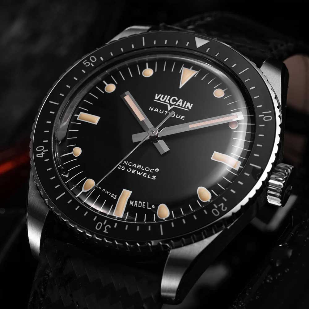 VULCAIN Skindiver Nautique - Black with Khaki Brown Lum