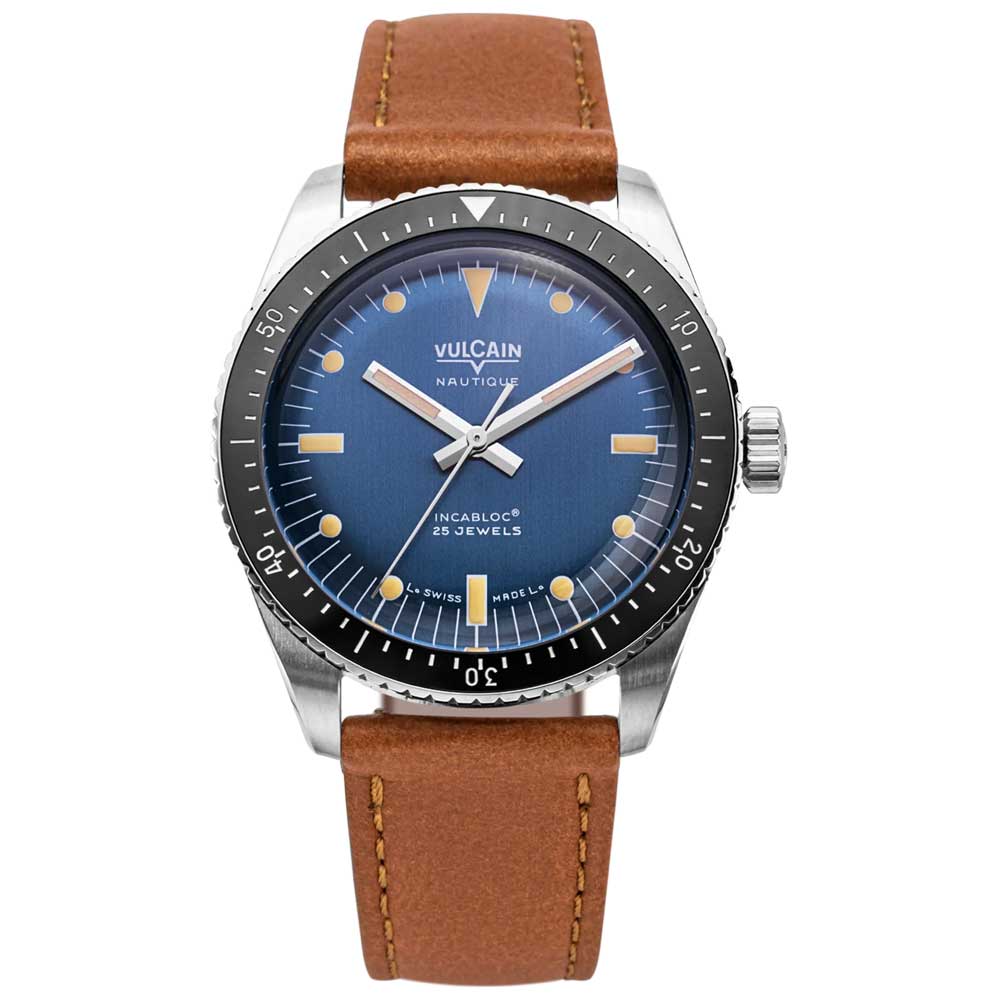 VULCAIN Skindiver Nautique - Blue with Khaki Brown Lum