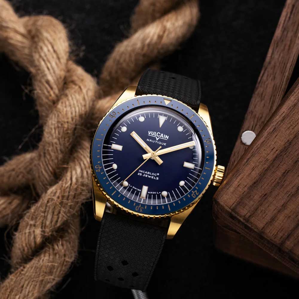 VULCAIN Skindiver Nautique - Gold & Blue