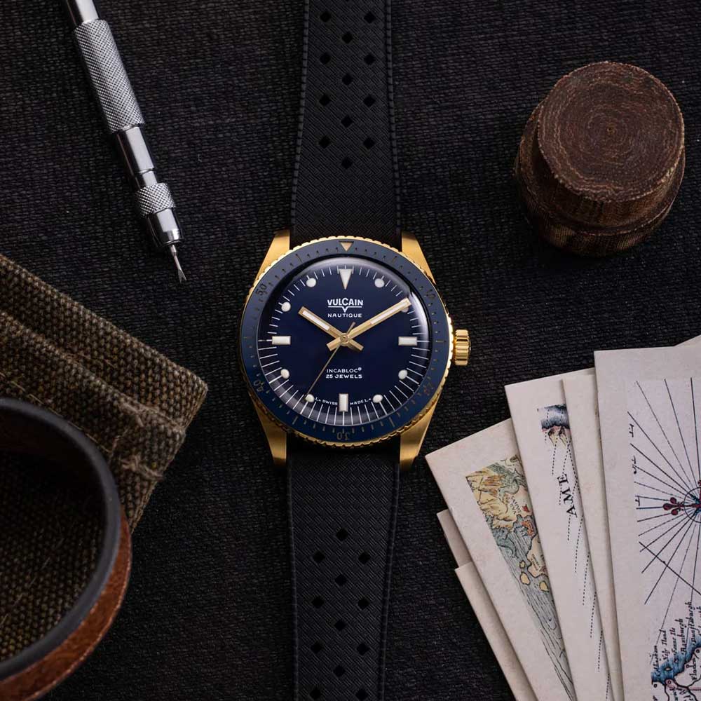 VULCAIN Skindiver Nautique - Gold & Blue