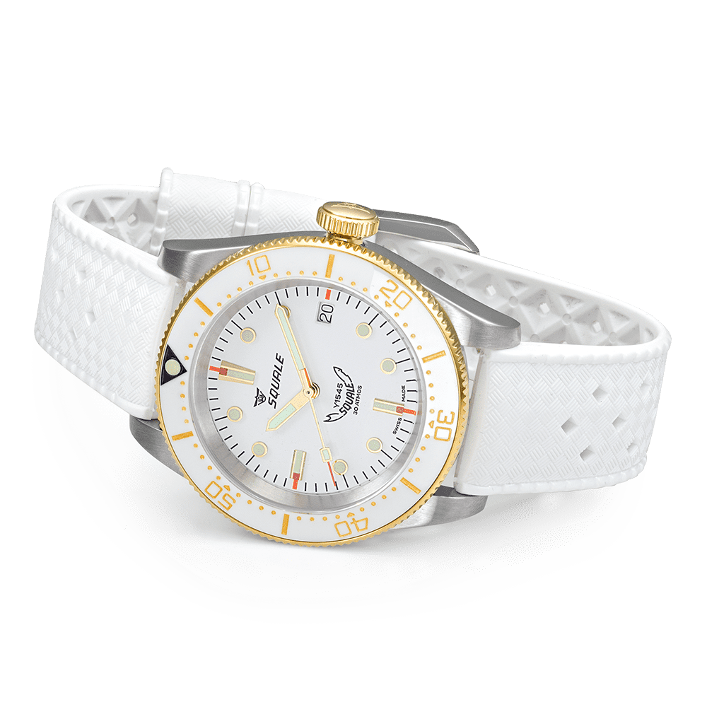 Squale 1545 White Rubber 1545WTWT.HTW Kautschukband Taucheruhr