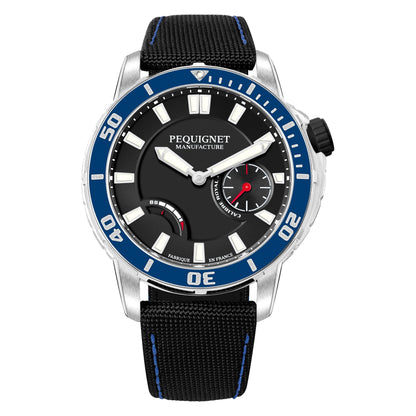 Pequignet Extrême 300 Taucheruhr 9051443 mit blauer Lünette am Cordura-Band
