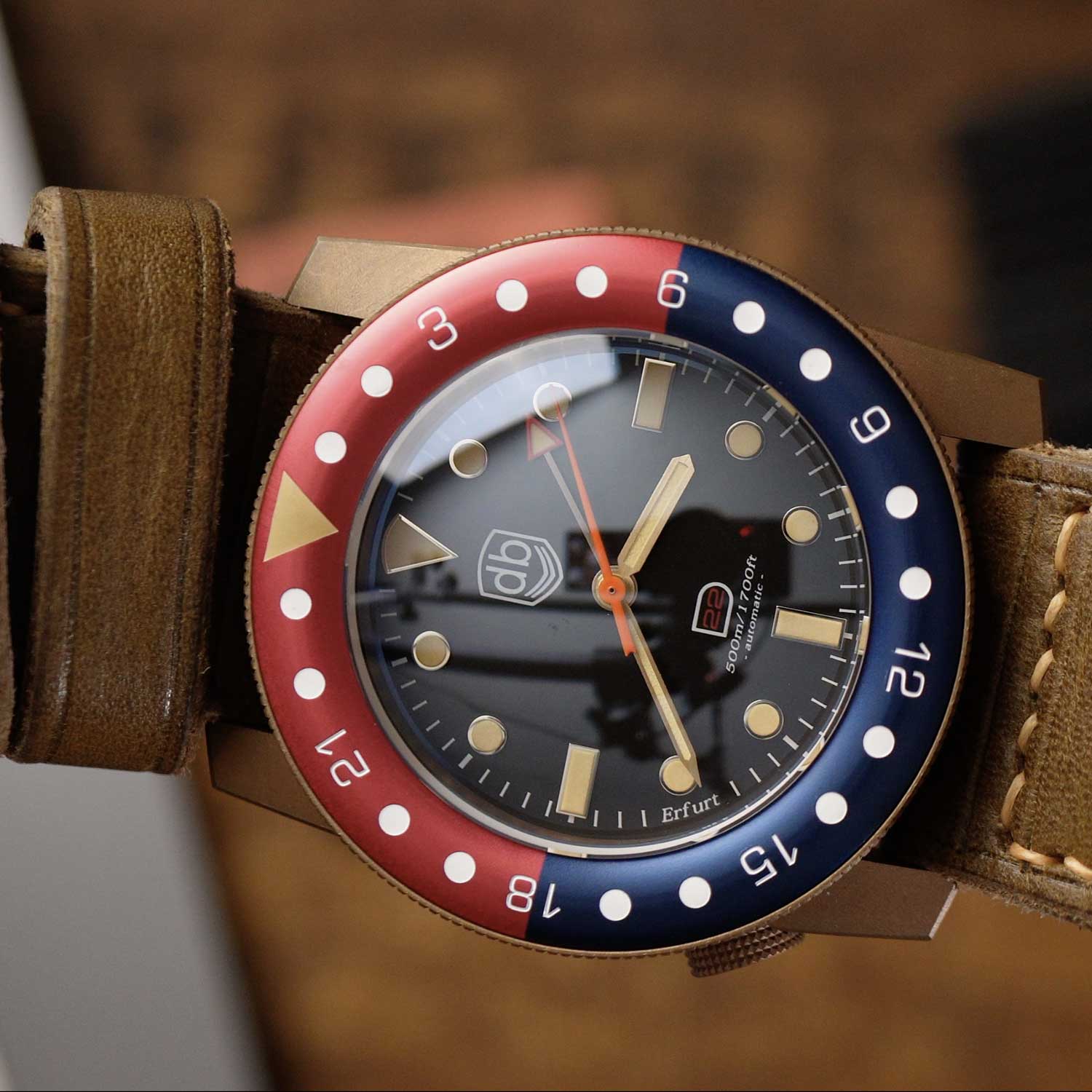Vintage VDB D22 Pepsi GMT Bronze Fotouhr