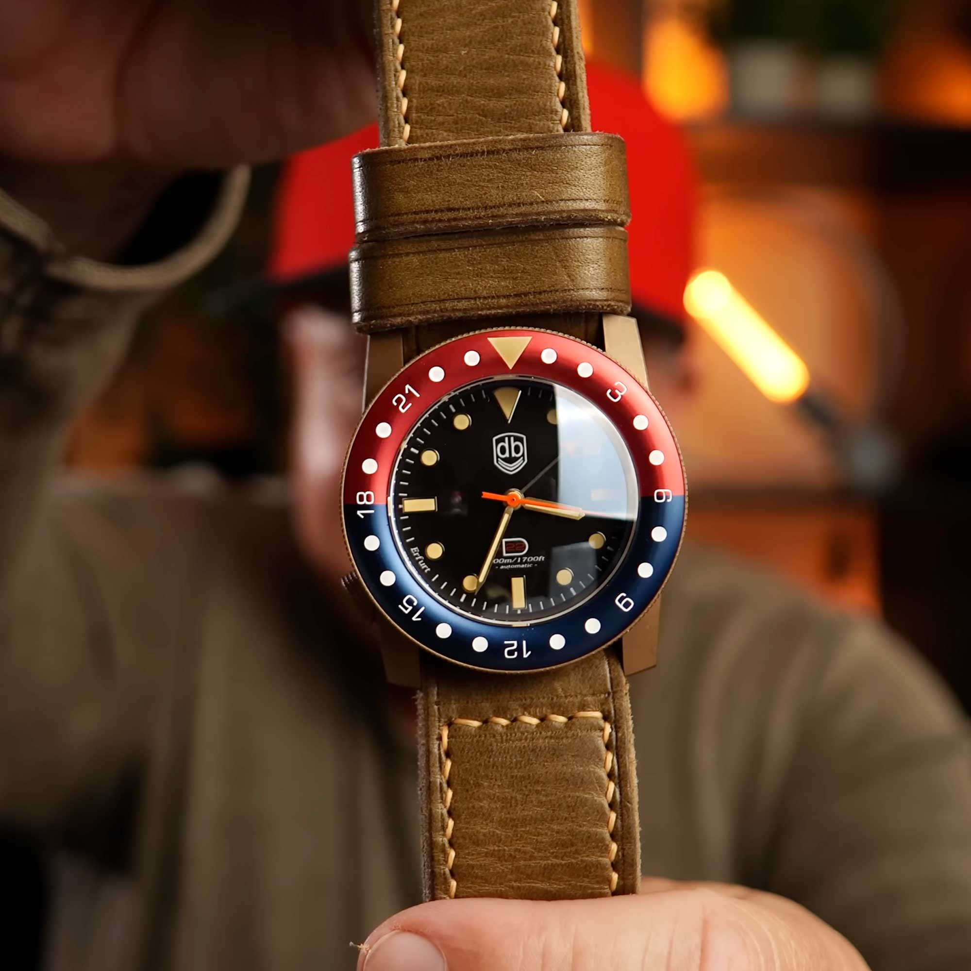 Vintage VDB D22 Pepsi GMT Bronze Fotouhr