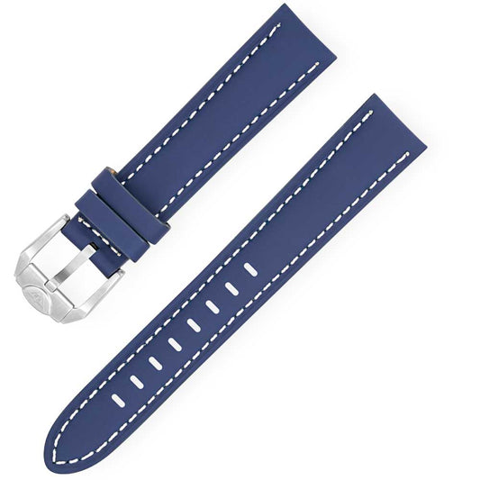 Squale Lederband gummiert blau 18mm CINRLEBL18