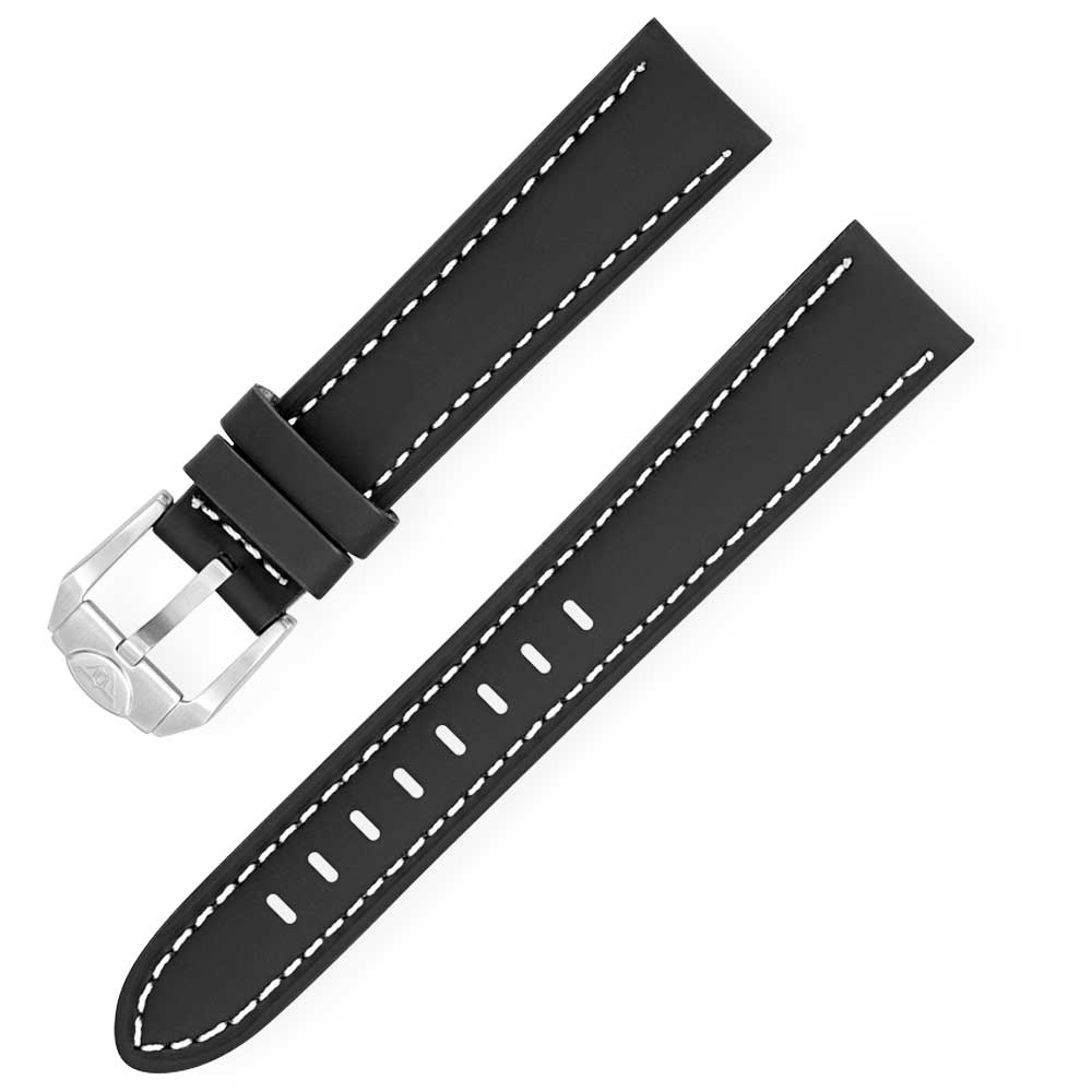 Squale Lederband gummiert schwarz 18mm CINRLEBK18